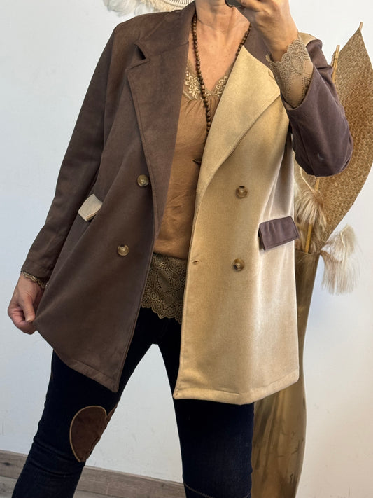 Blazer suédine bi color