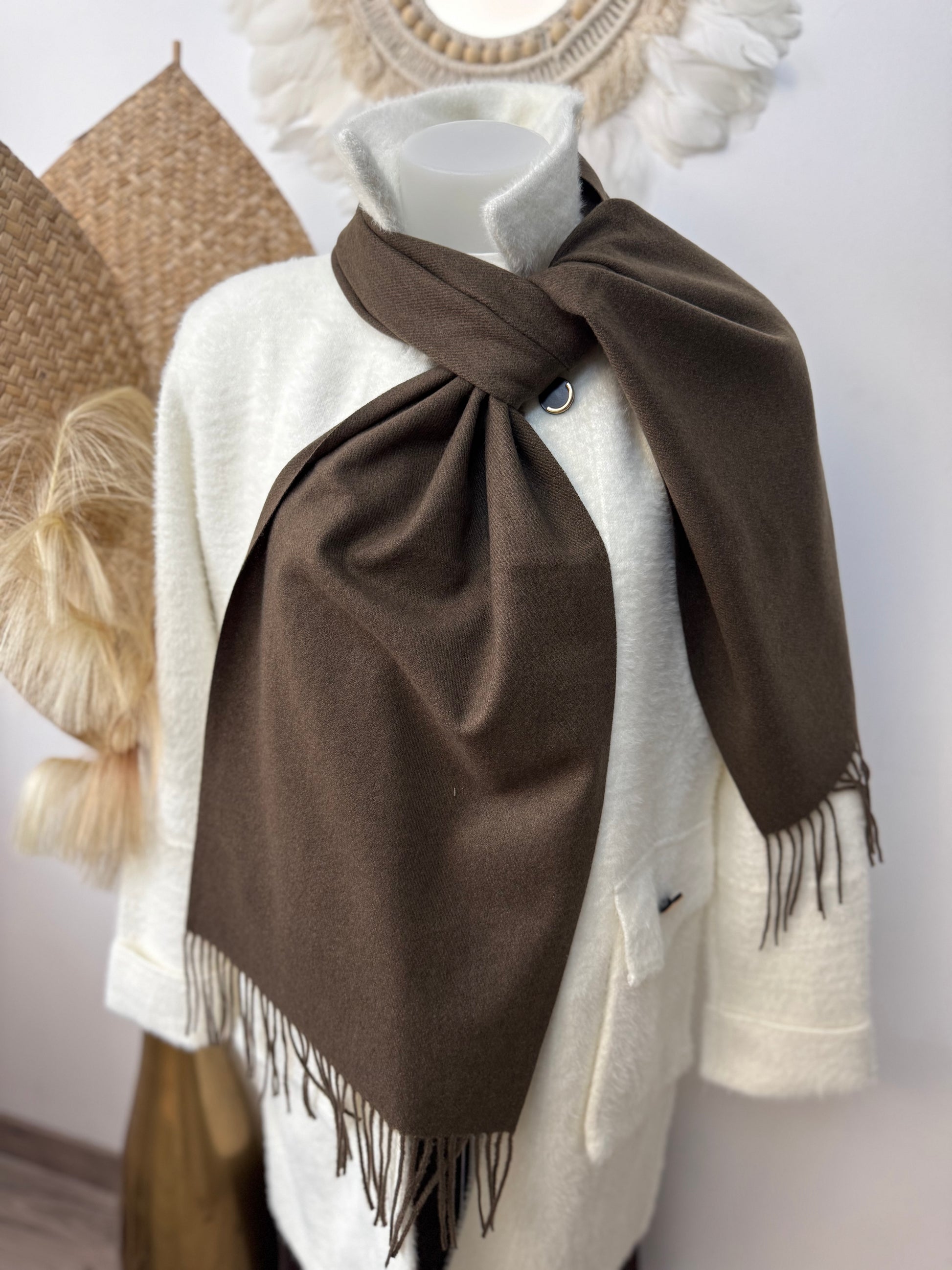 Écharpe cashmere marron