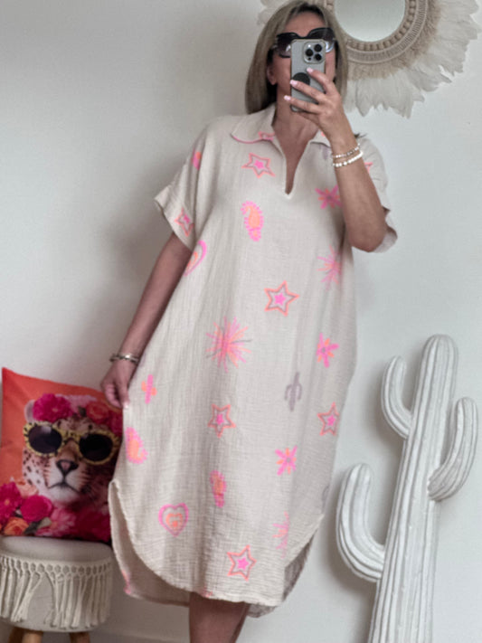 Robe gaze de coton beige
