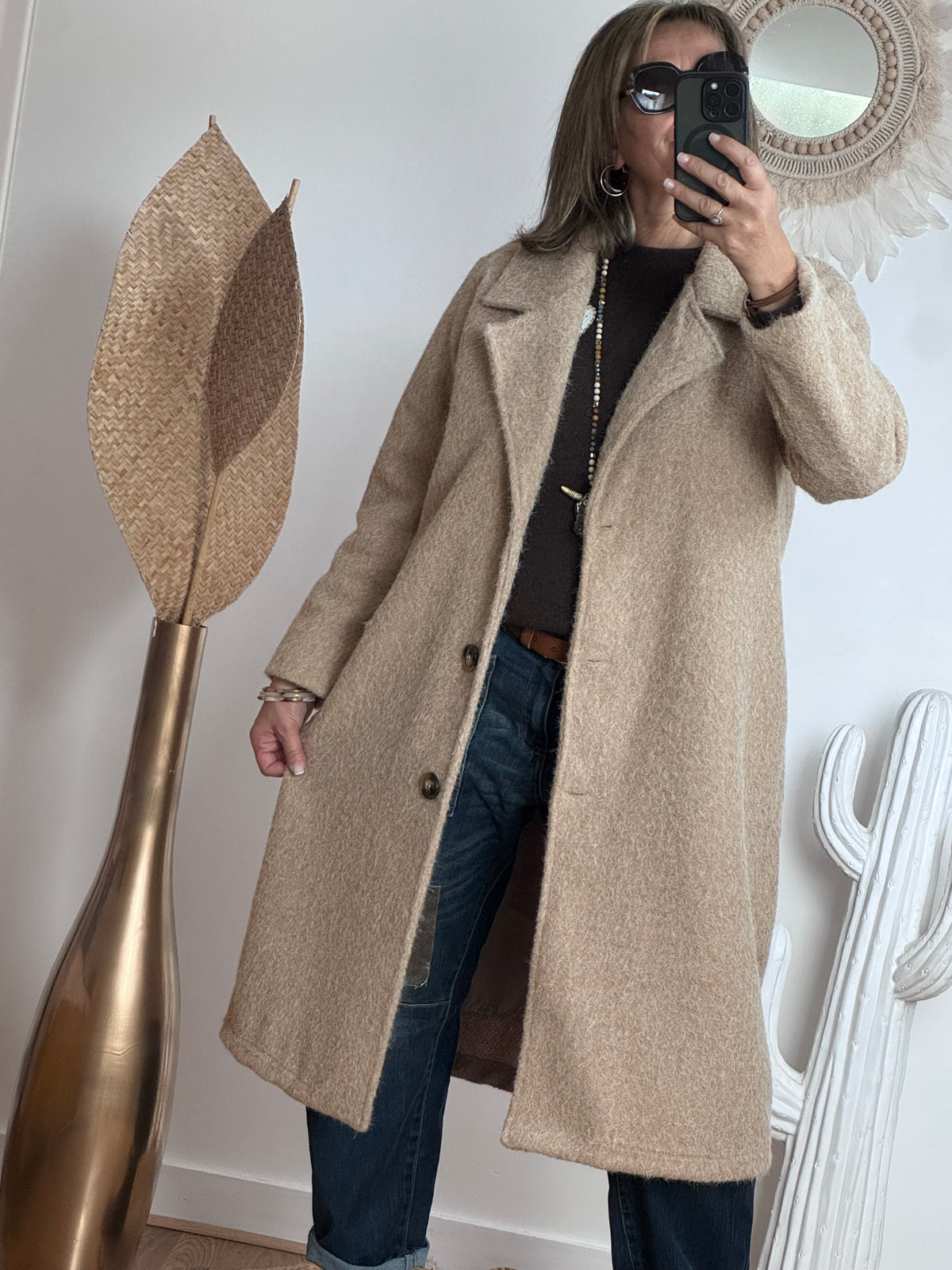 Manteau moumoute beige
