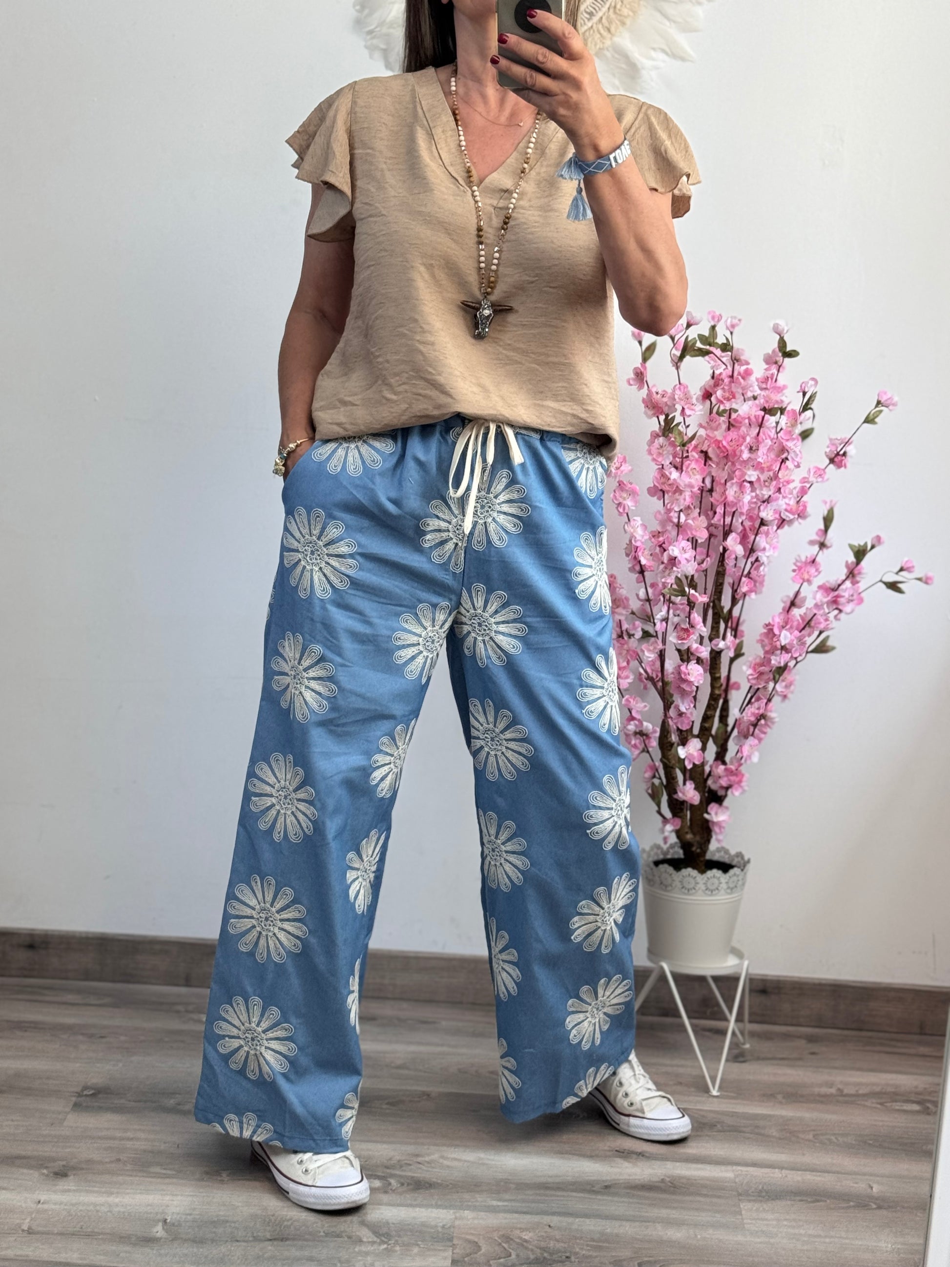 Pantalon Flora bleu
