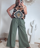 Pantalon lin et coton kaki 38/44