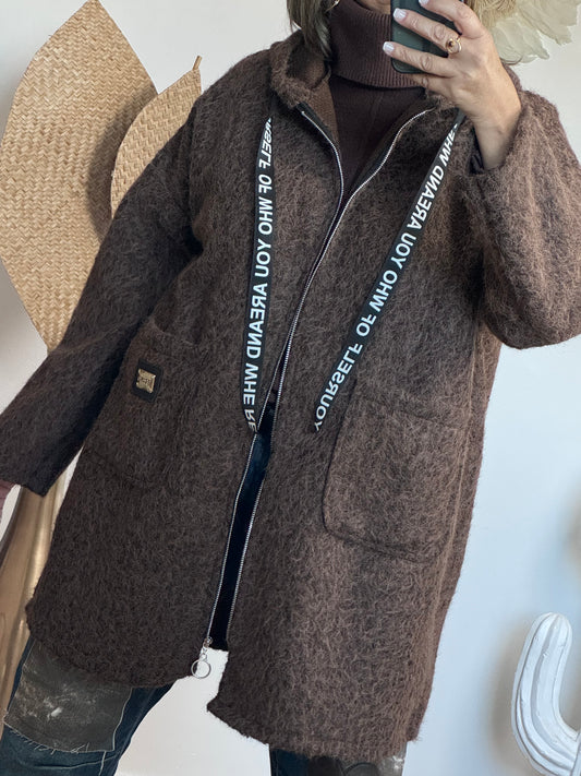 Manteau moumoute marron