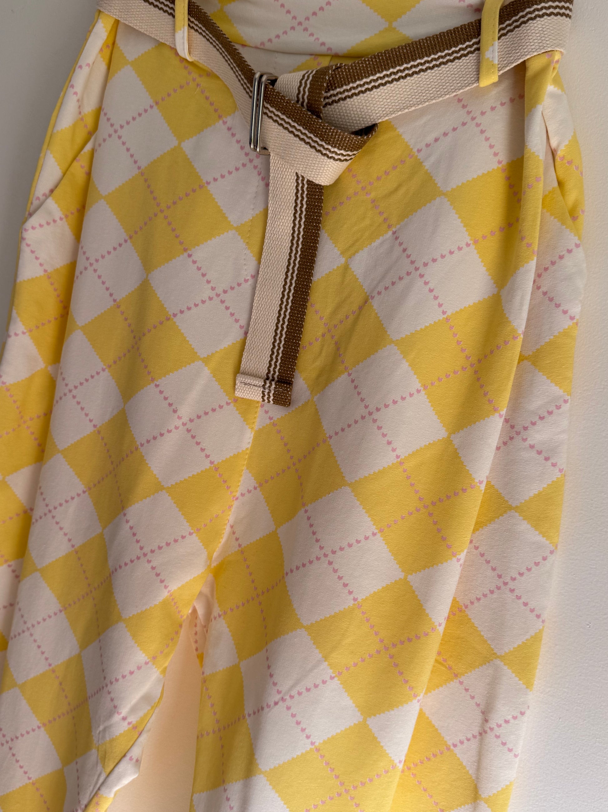 Pantalon jog sarouel jacquard jaune