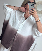 Chemise lin blanche et marron TU 38/48