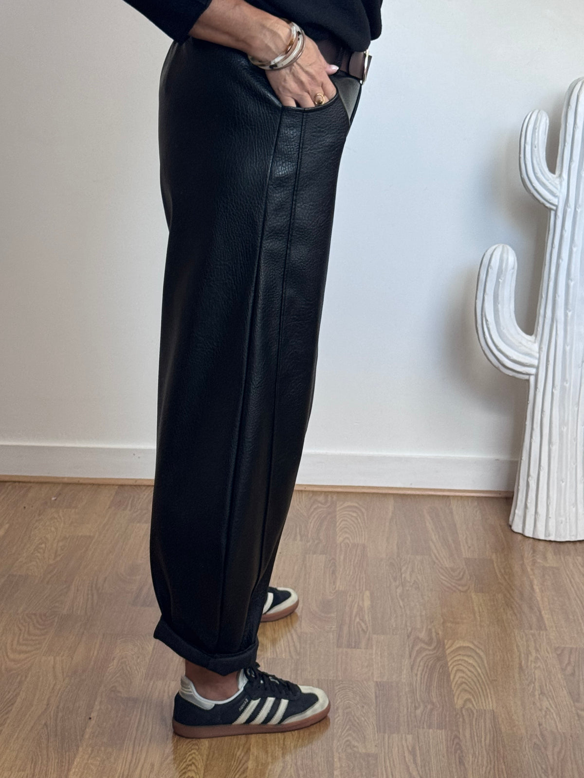Pantalon barrel similicuir noir TU 38/46