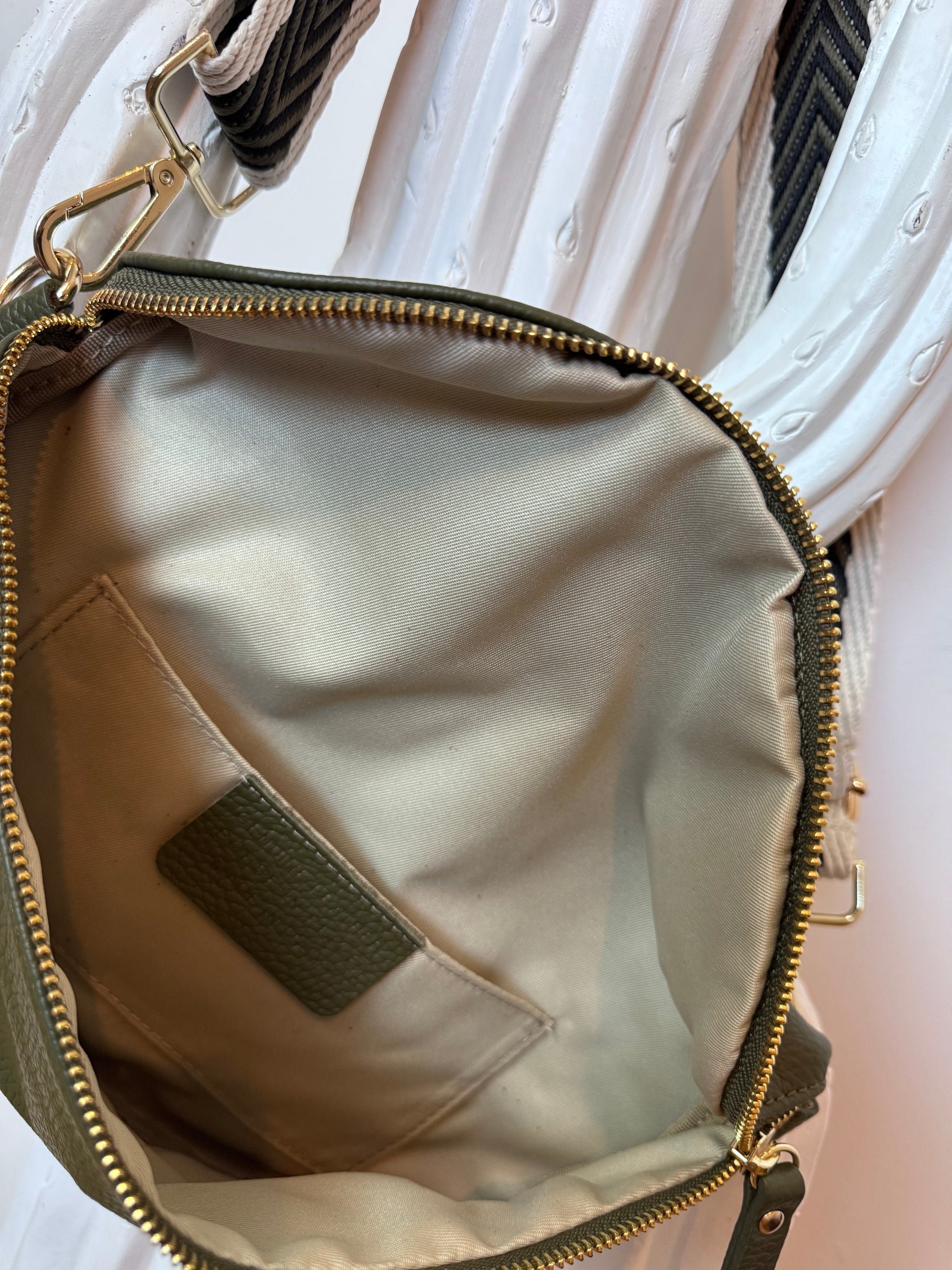 Sac banane cuir kaki +2 sangles
