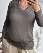 Top dentelle marron