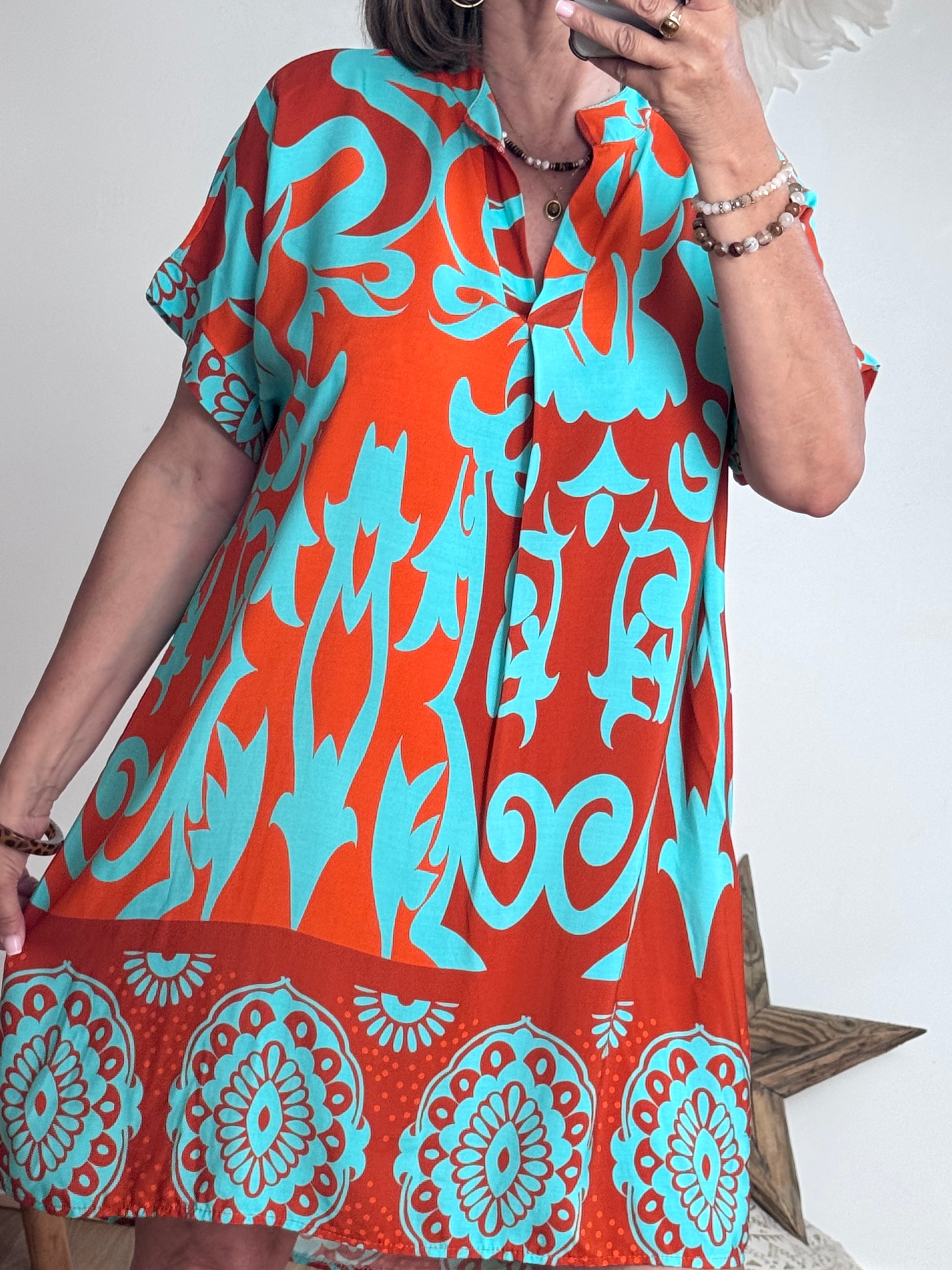 Robe Elisa orange/turquoise