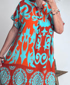 Robe Elisa orange/turquoise