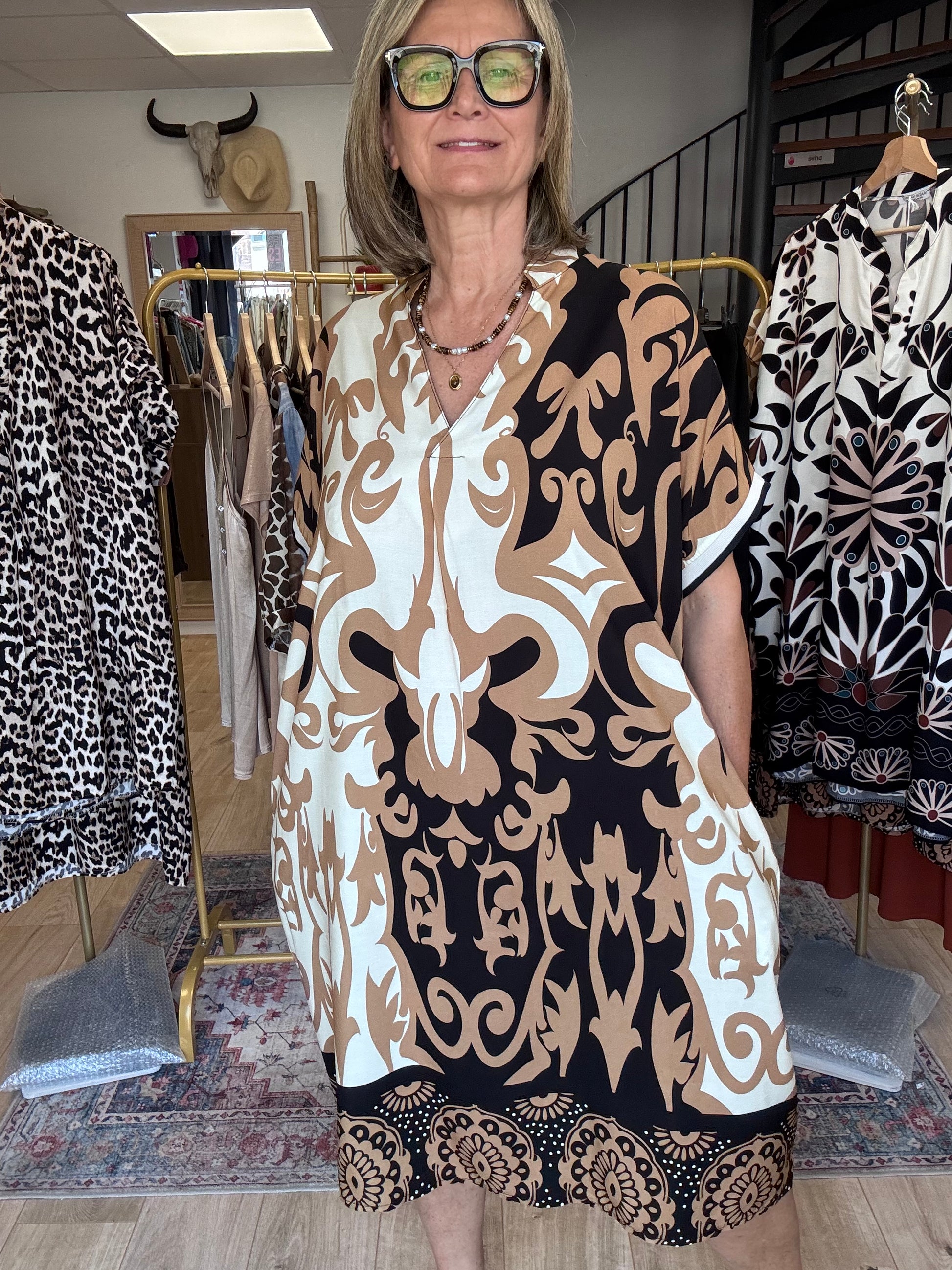 Robe fluide arabesque beige TU 40/48
