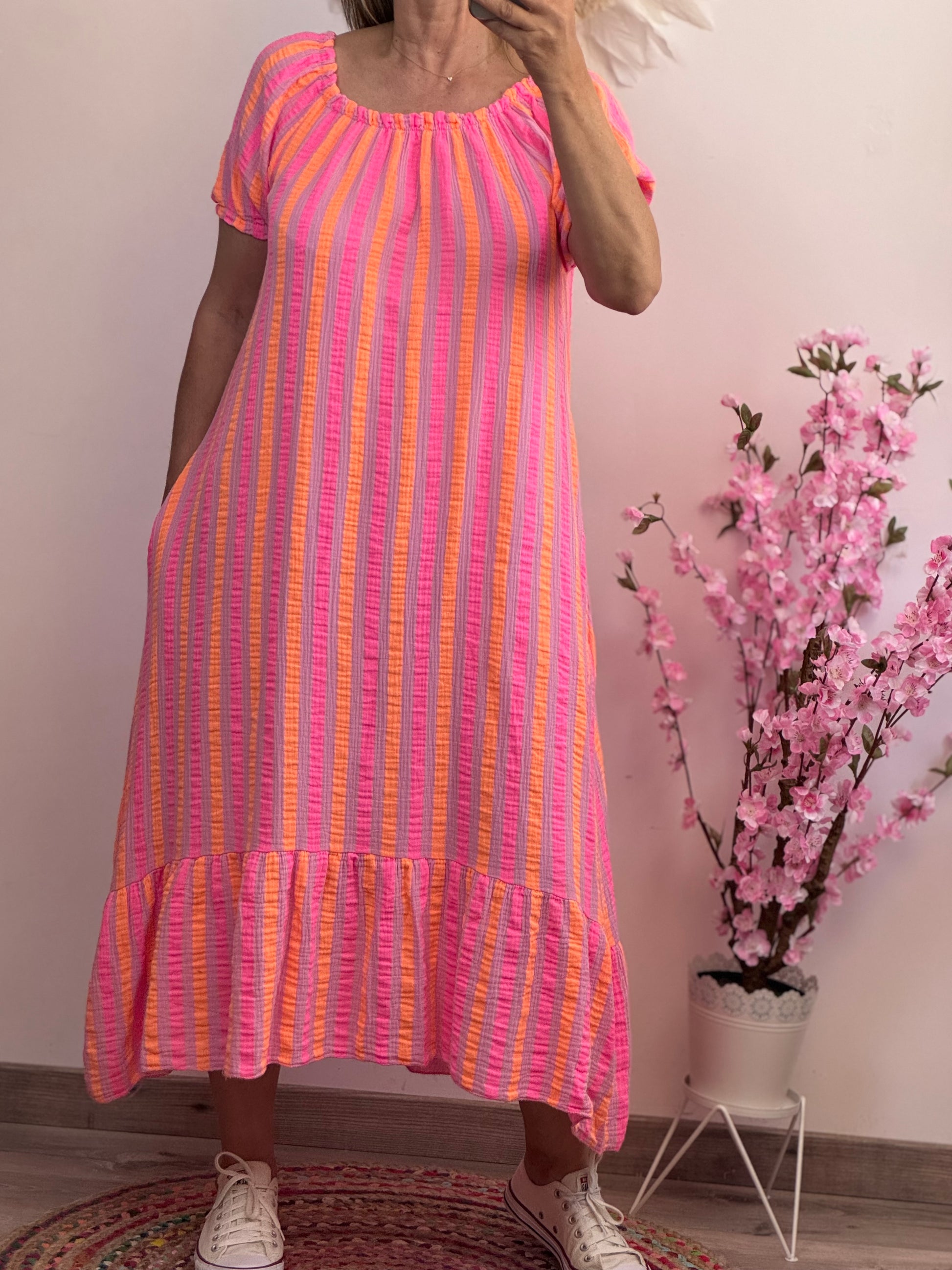 Robe gaz de coton Elsa rose