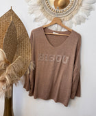 Pull Bisous marron clair