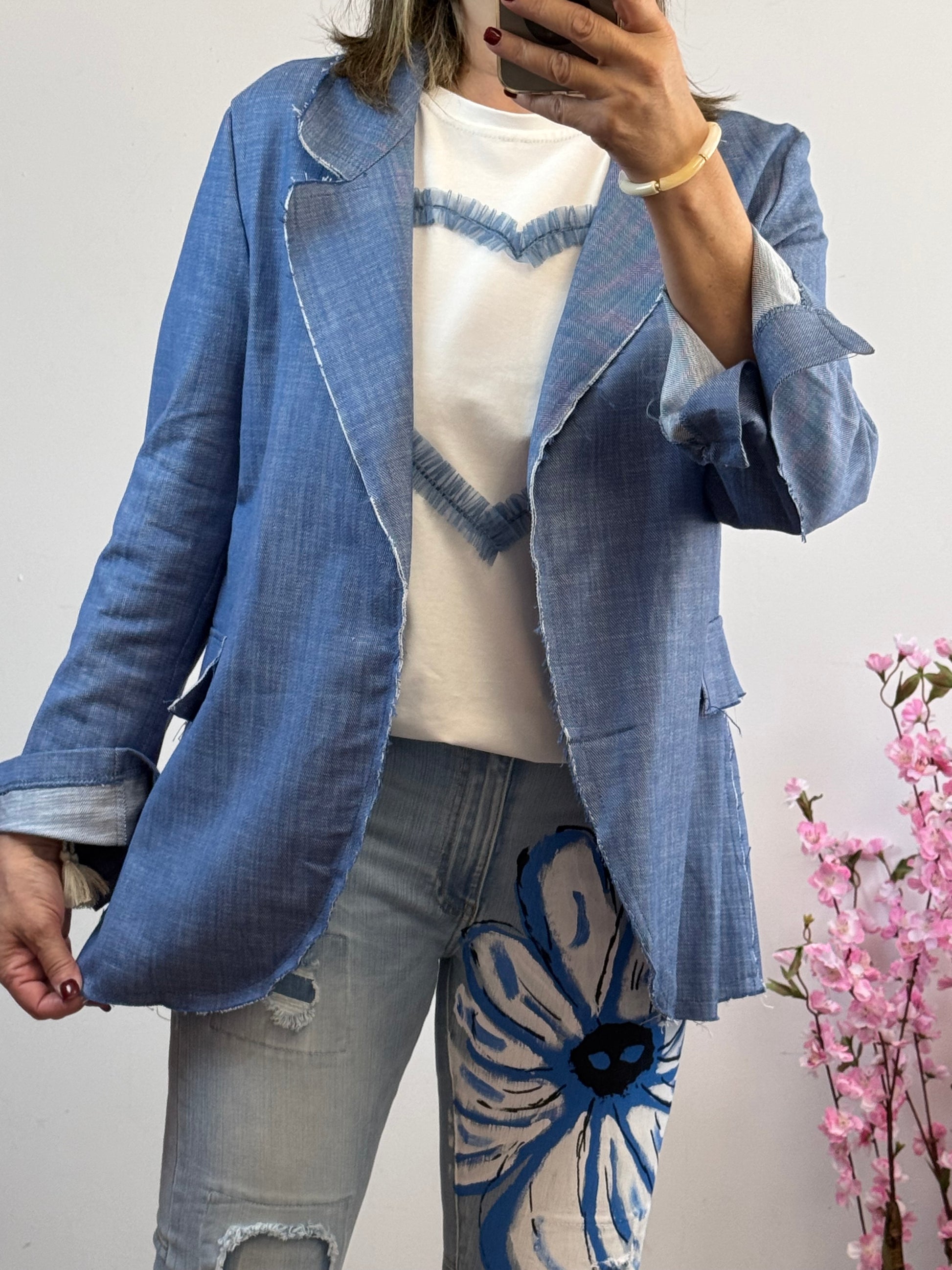 Veste blazer jean bleu clair TU 38/44