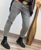 Jeans mom fit gris plusieurs tailles du 38 au 48
