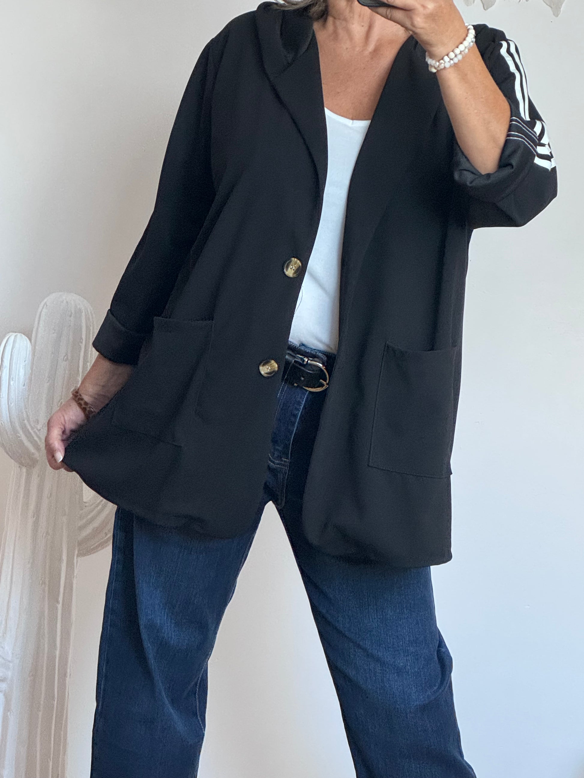 Veste casuel noir jolie forme