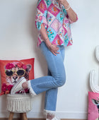 Blouse damier pastel