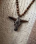 Pendentif  tête de buffle marron artisanal