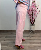 Jeans balloon rose pâle