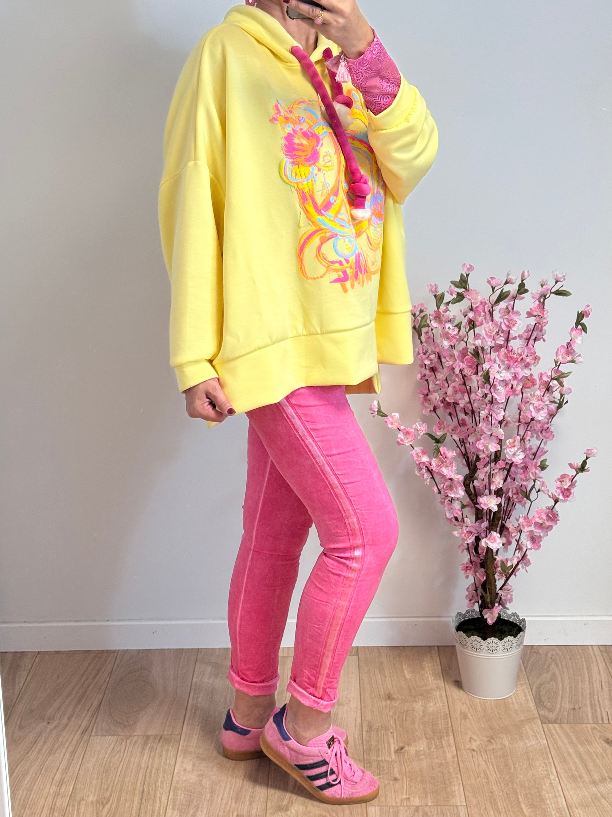 Sweat-shirt peace and love jaune TU 38/48