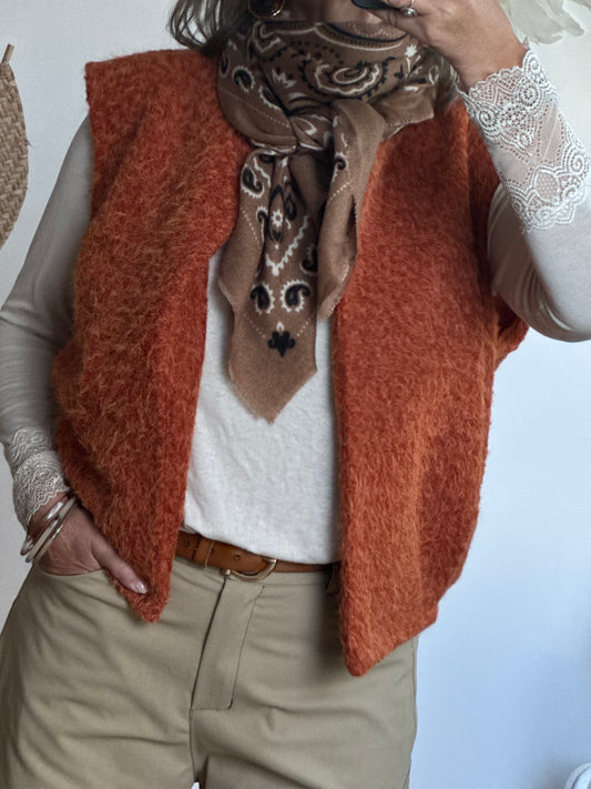 Écharpe imprimée cachemire beige