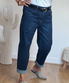 Jeans barrel bleu foncé