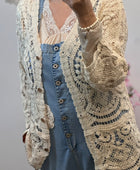 Gilet long crochet beige TU 38/44