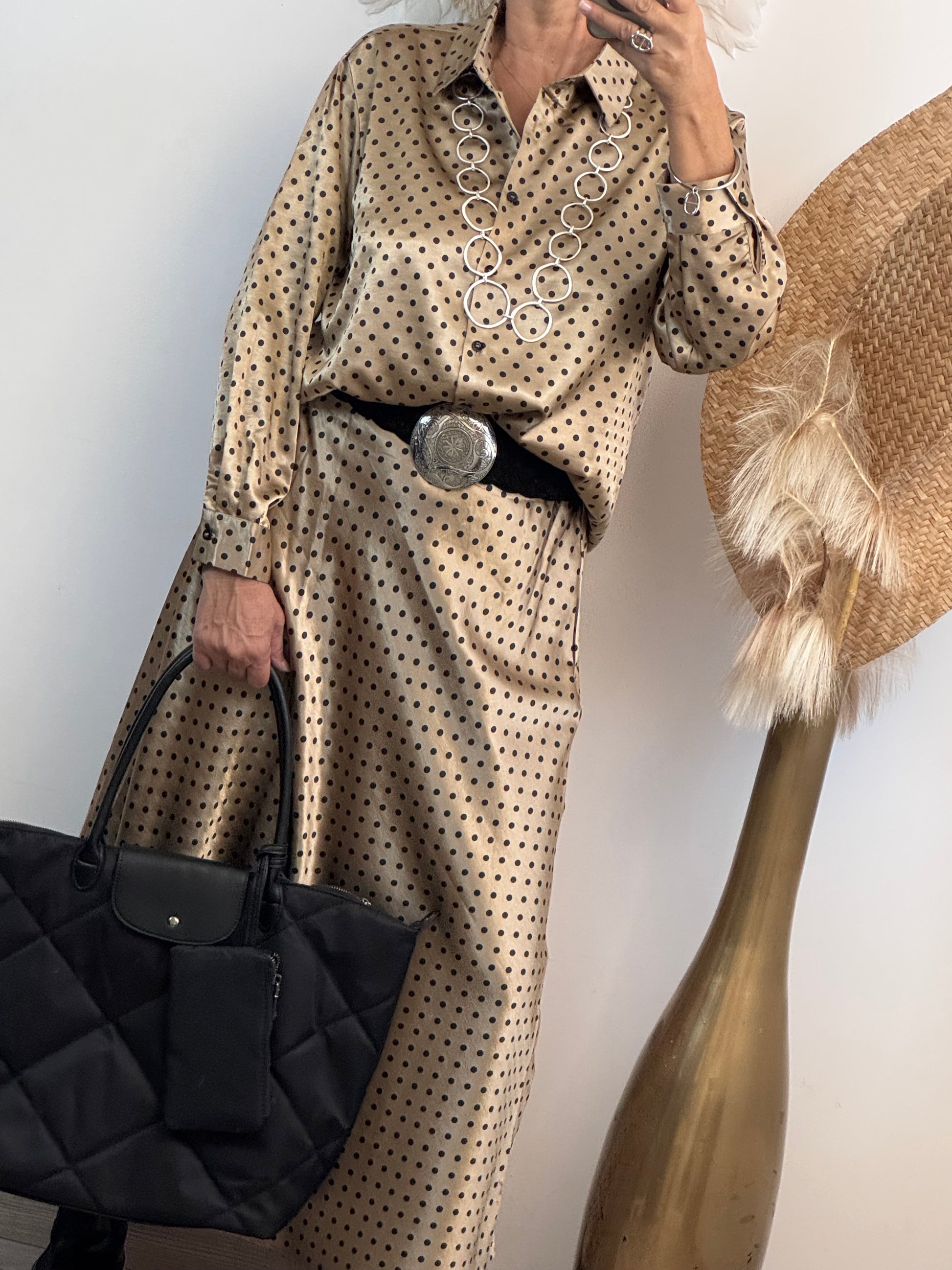 Ensemble jupe et chemise pois plusieurs tailles