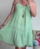 Robe d’été coton tissé verte
