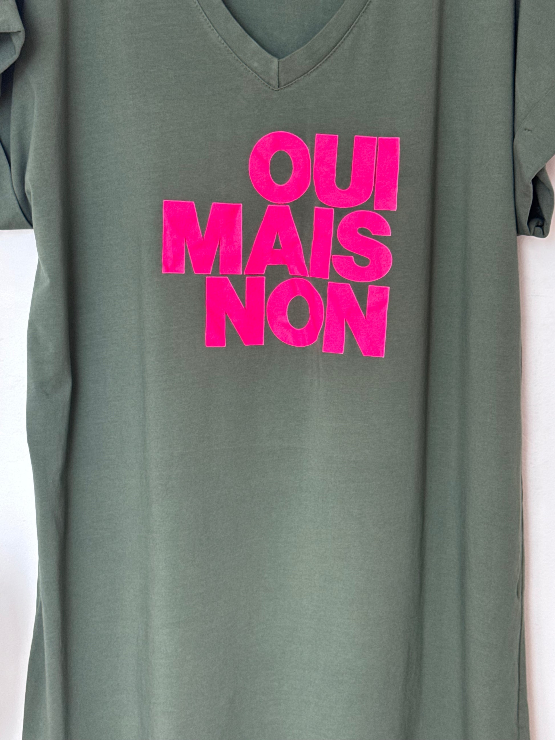 Robe teeshirt « Oui Mais Non » kaki