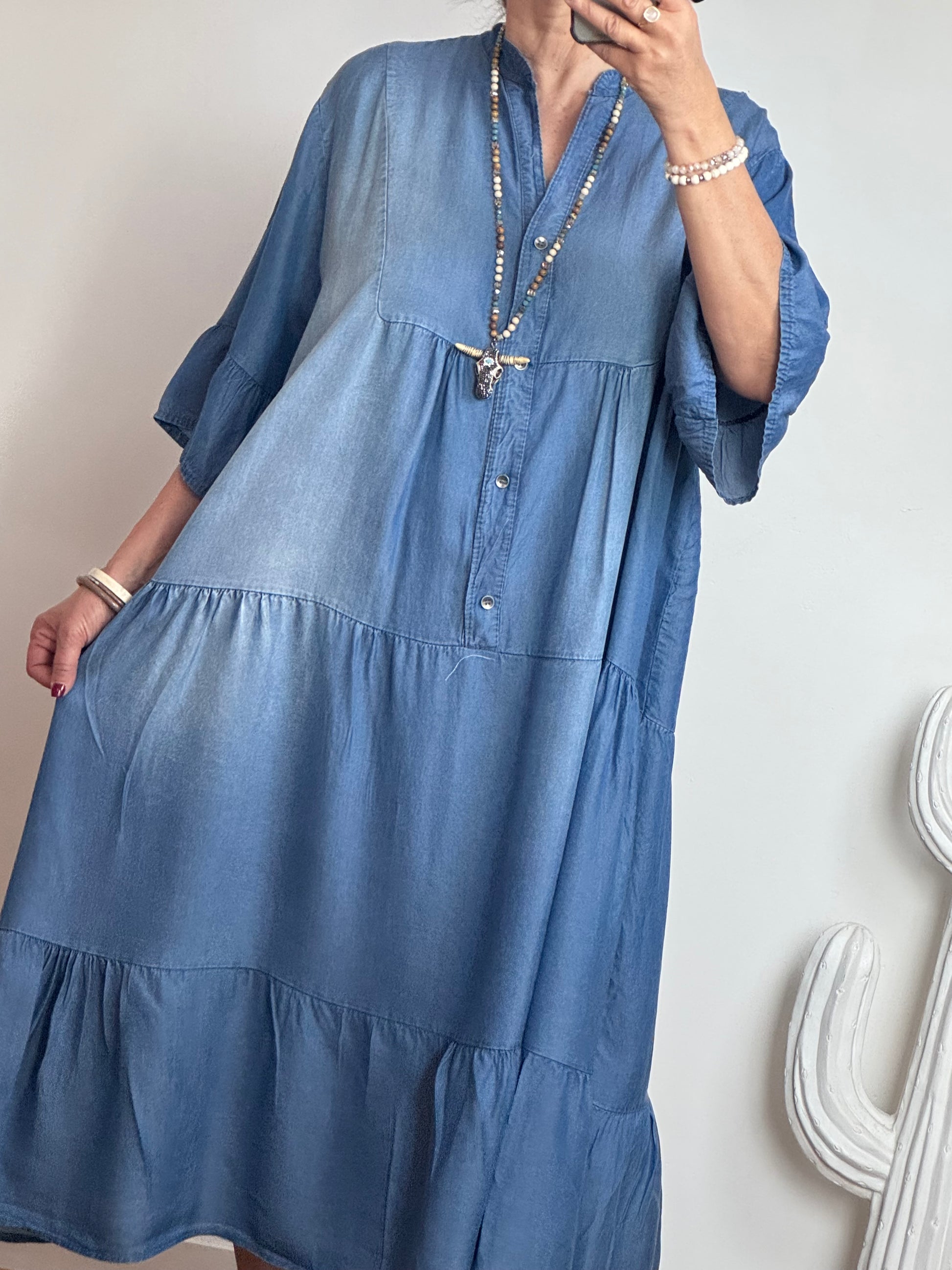Robe boheme lyocell bleu foncé TU 44/50