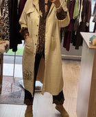 Veste longue suédine beige