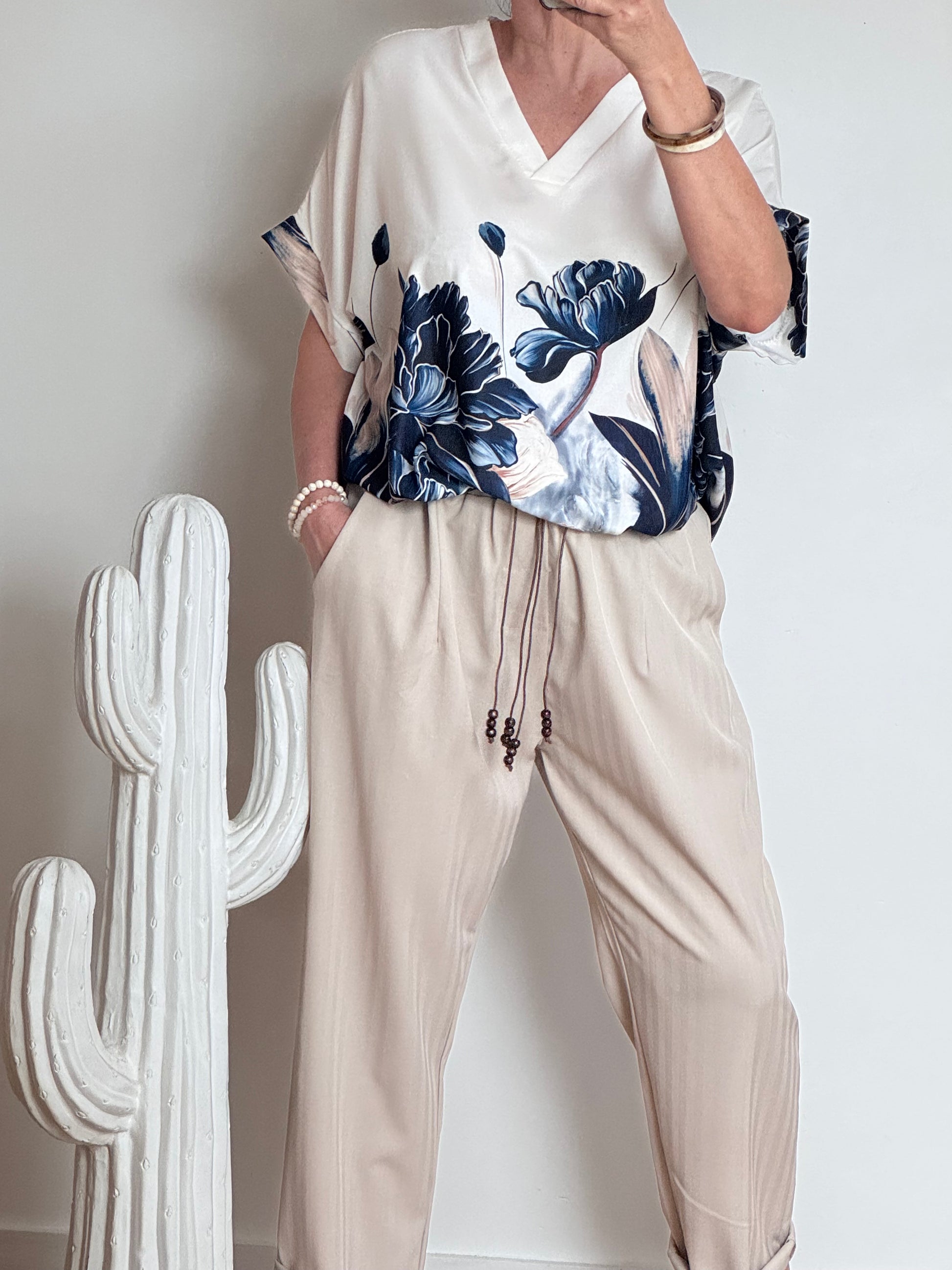 Blouse imprimée marine TU 44/50
