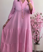 Robe longue gaz de coton rose bonbon