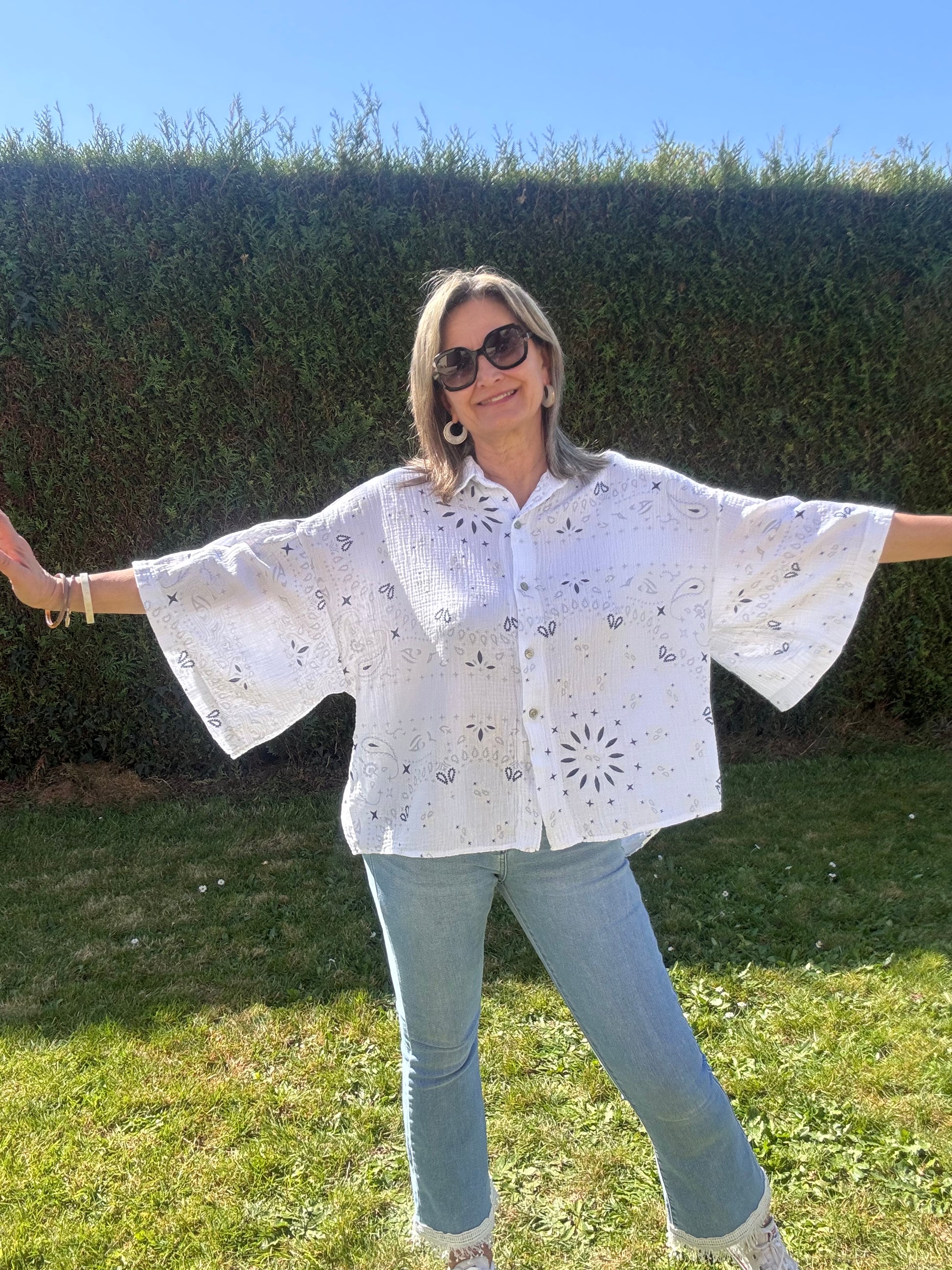 Chemise oversize bandana blanc