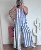 Salopette rayée bleue palmier