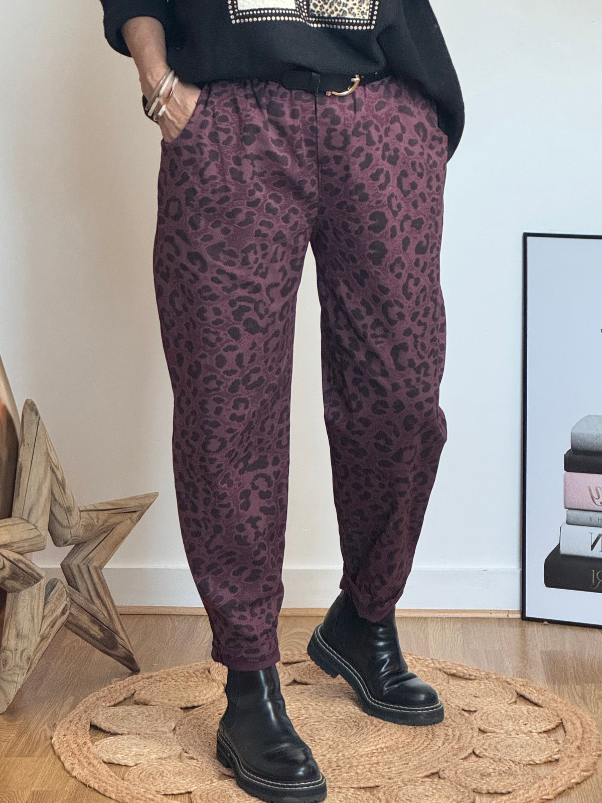 Pantalon Léo lie de vin TU 40/48