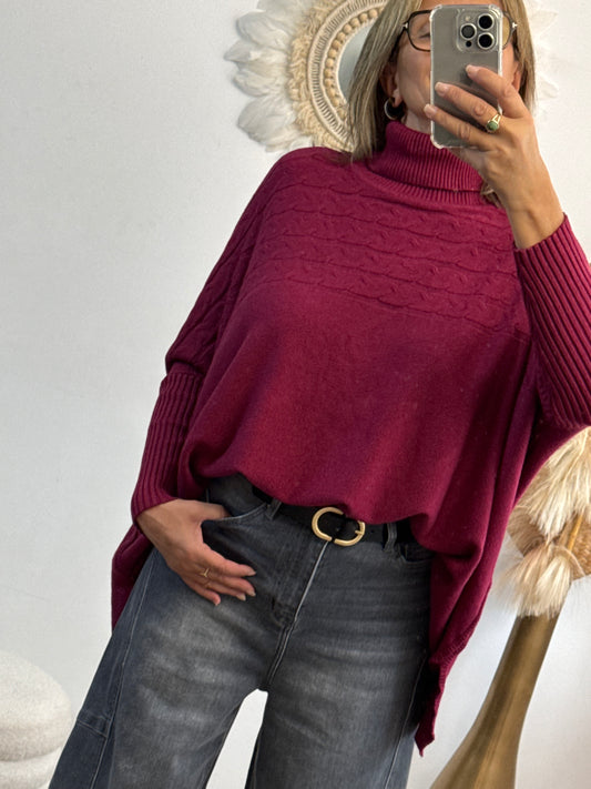 Pull col roulé prune TU 44/54