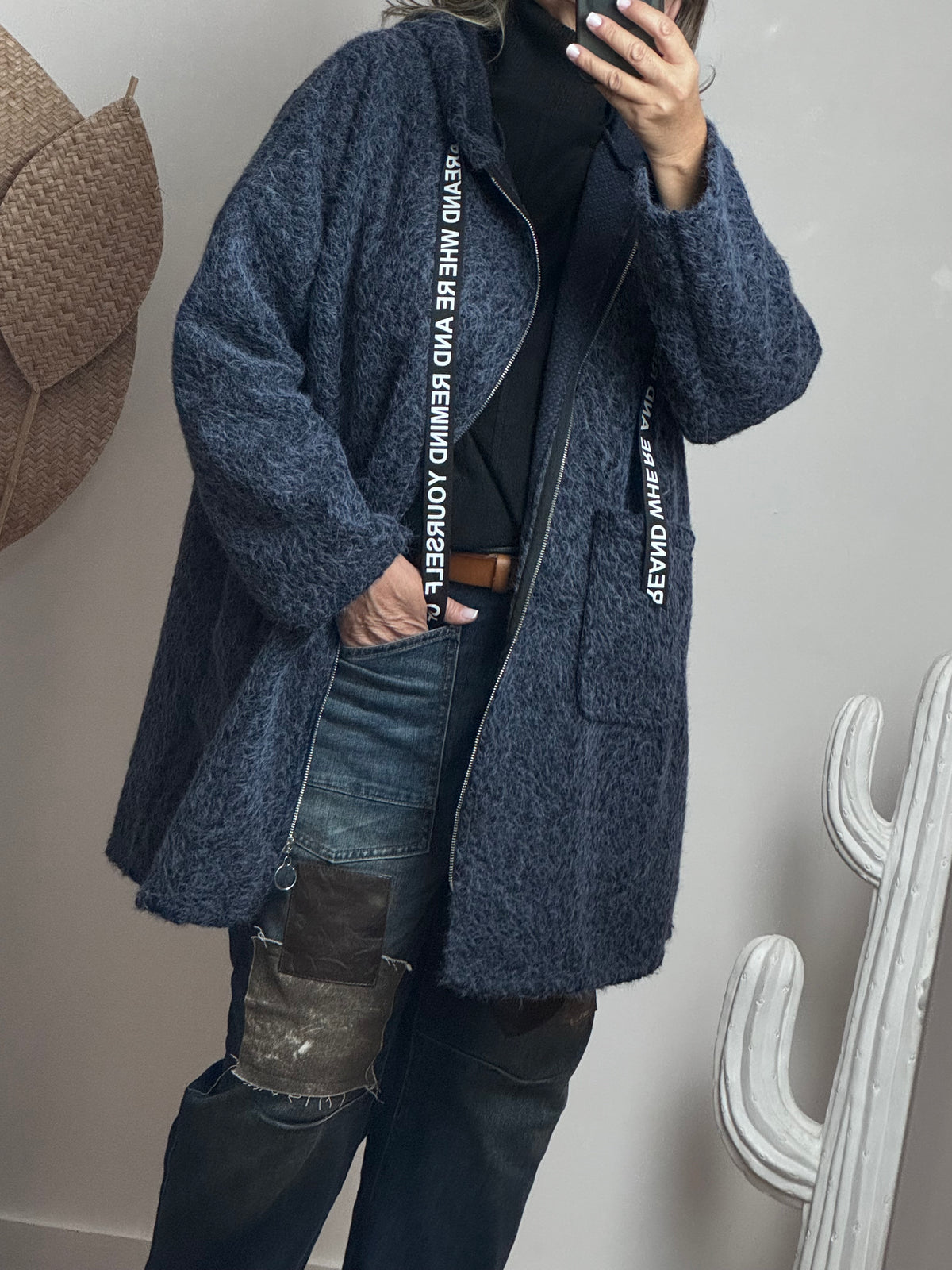 Manteau moumoute bleu