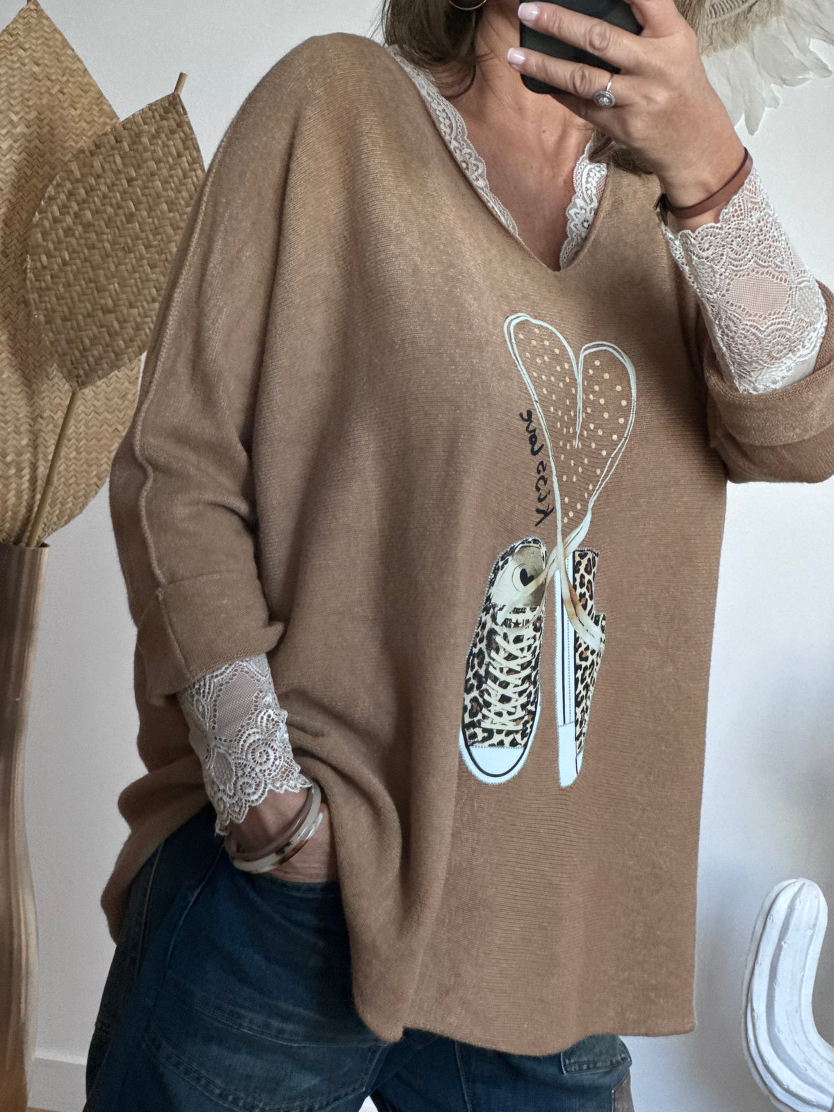 Pull kiss love joli forme camel