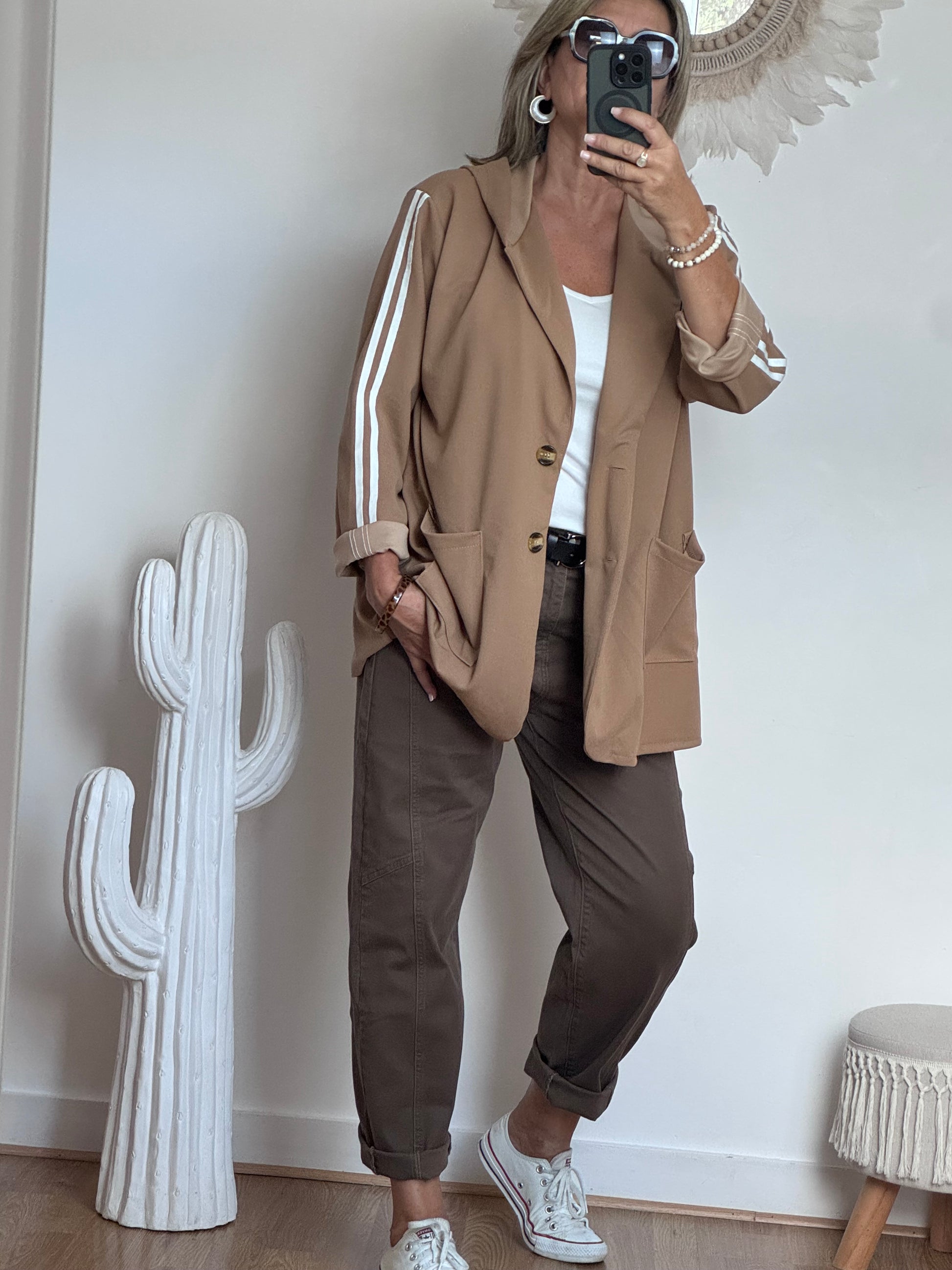 Veste casuel camel jolie forme
