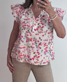 Blouse brodée bulles multicolores