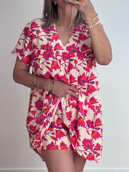 Robe shorty floral