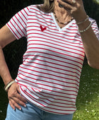 Teeshirt rayé rouge femme