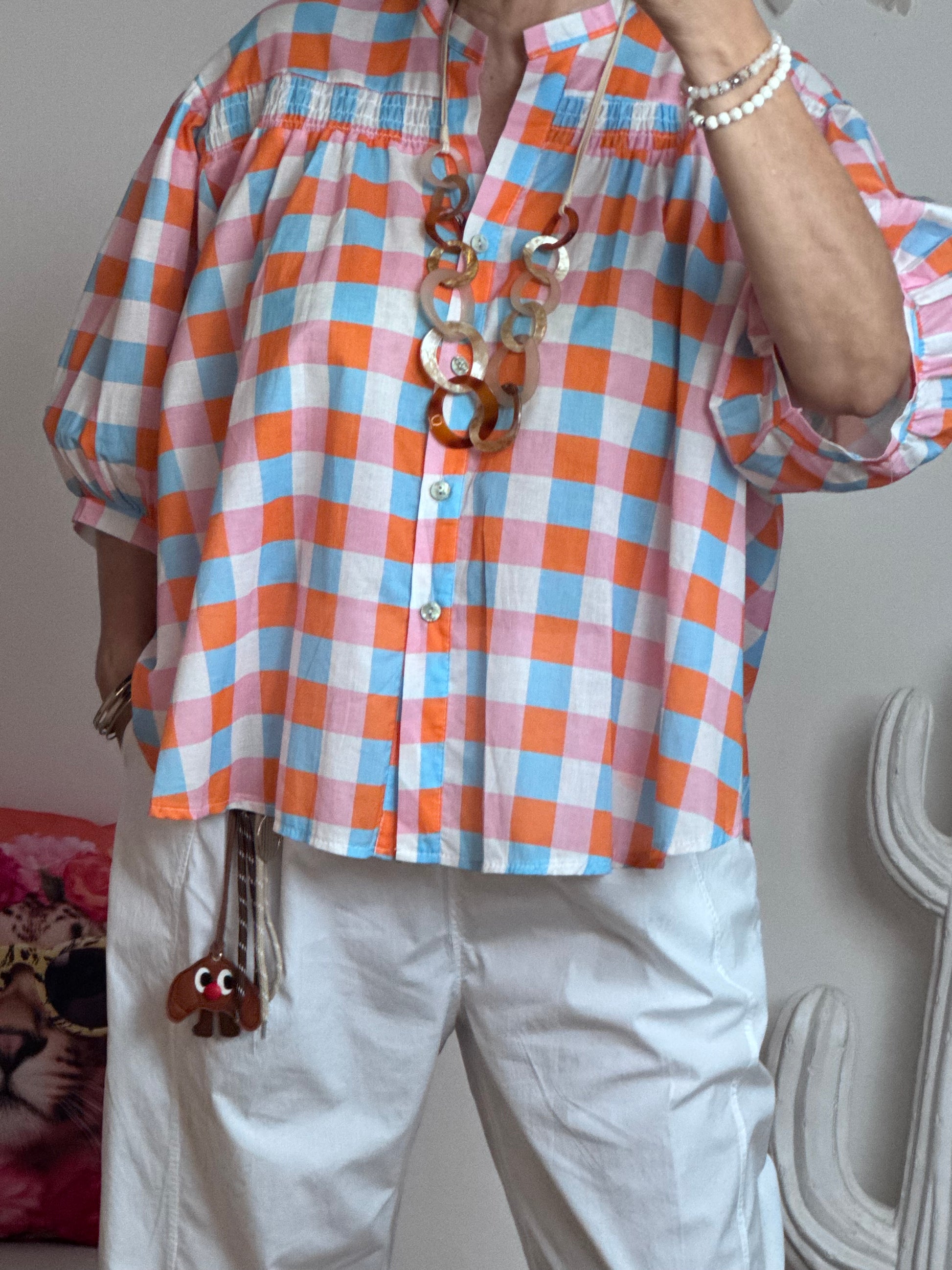Blouse vichy orange /bleu