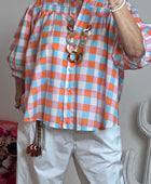 Blouse vichy orange /bleu