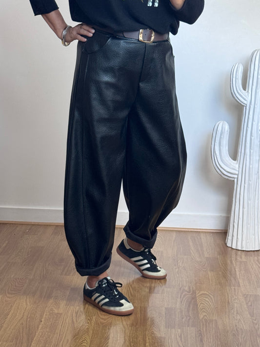 Pantalon barrel similicuir noir TU 38/46