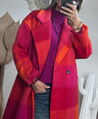 Manteau carreaux fuchsia