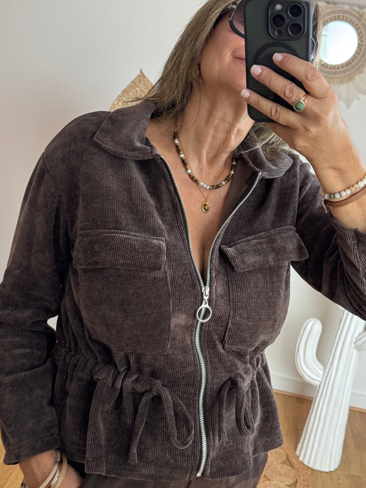 Veste velours milleraie marron