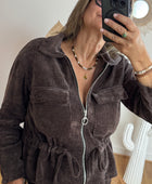 Veste velours milleraie marron